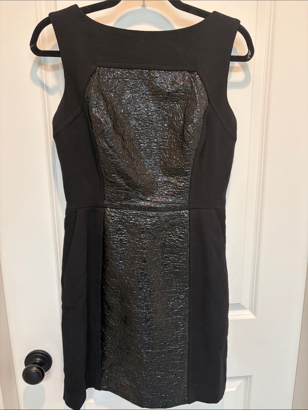 Milly of New York Black Textured-Panel Mini Dress designer